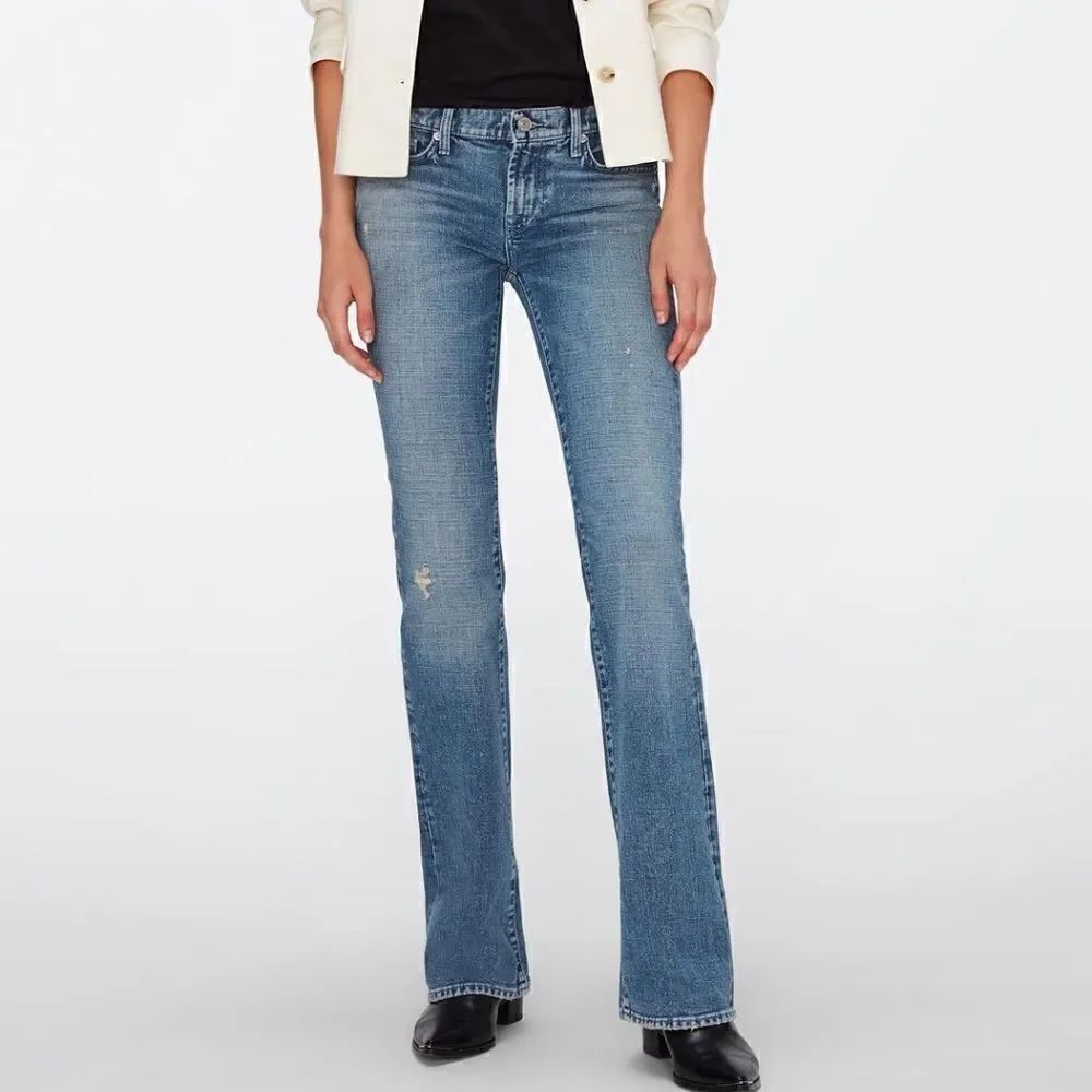 NWT 7 For All Mankind Original Boot Cut Low Rise Embellished Jeans 26 X 33.5 - Picture 3 of 12